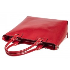 На фото 4 - Кожаная сумка-тоут, цвет красный