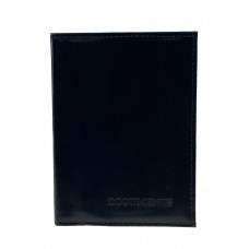 На фото 1 - Обложка для паспорта и автодокументов из гладкой натуральной кожи, чёрная