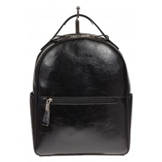 На фото 2 - Женский рюкзак из натуральной кожи, цвет черный