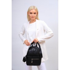 На фото 1 - Женская рюкзак  из искусственной кожи, цвет черный