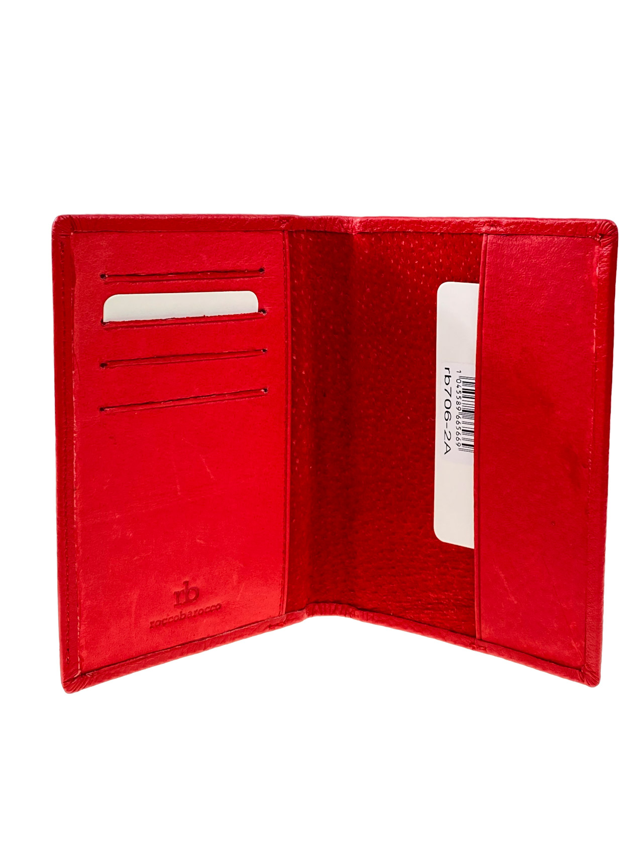 На фото 2 - Обложка для паспорта  из натуральной кожи, цвет красный