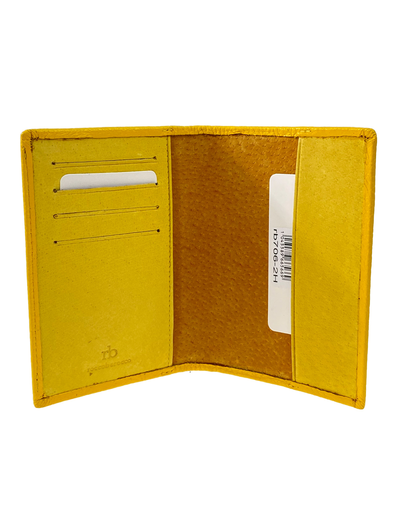 На фото 2 - Обложка для паспорта  из натуральной кожи, цвет желтый