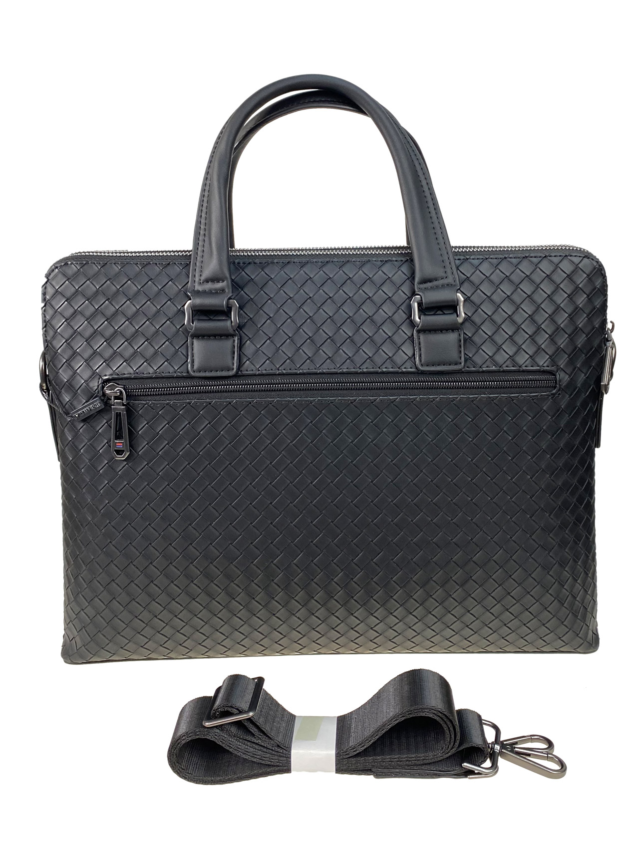 На фото 2 -  Мужская сумка-портфель из натуральной кожи, цвет чёрный