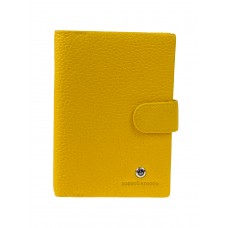 На фото 1 - Обложка для паспорта и автодокуметов из натуральной кожи, цвет желтый