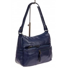 На фото 1 - Женская сумка хобо из искусственной кожи, цвет синий
