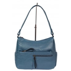 На фото 2 - Женская сумка хобо из искусственной кожи, синяя