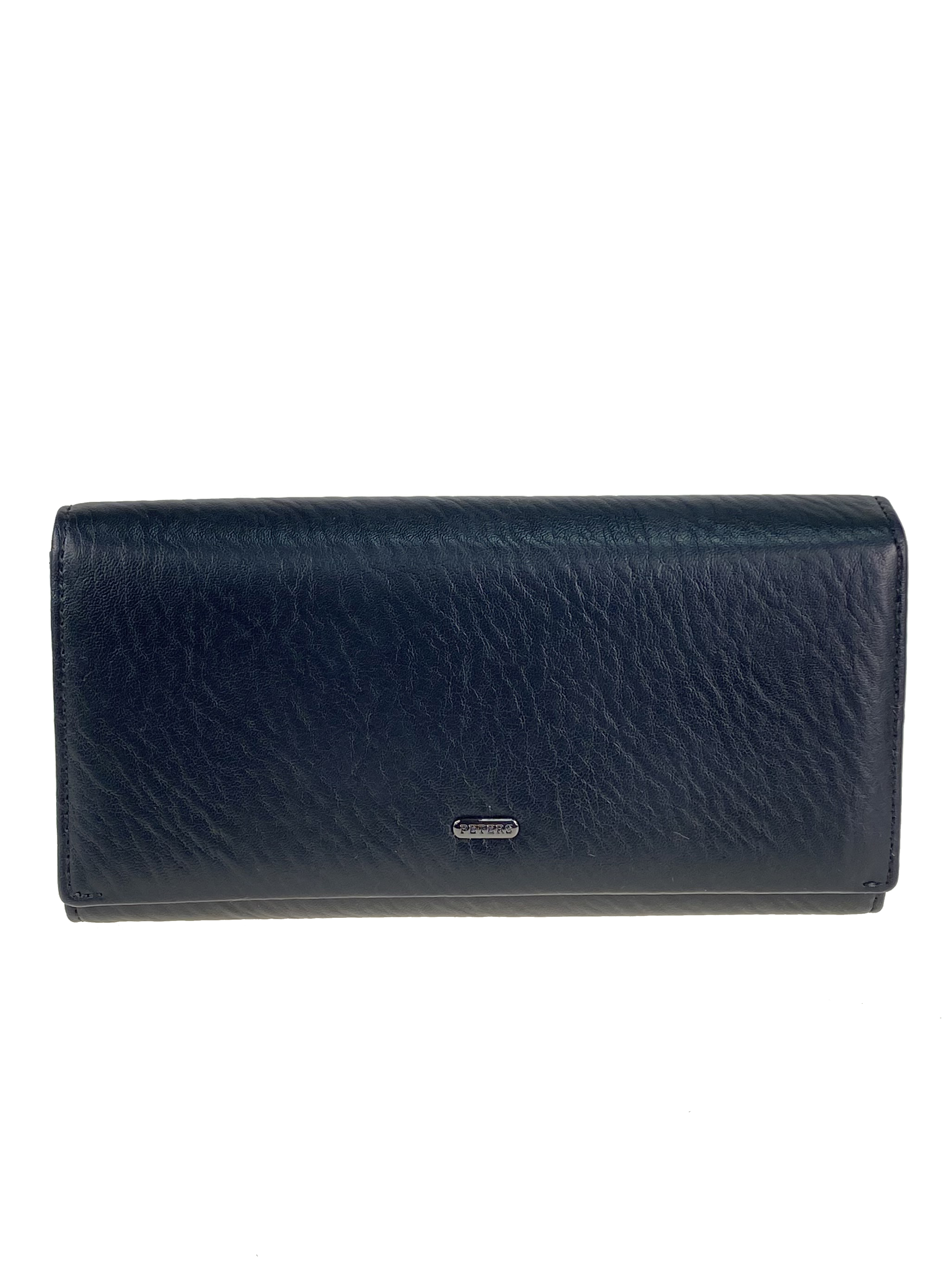 На фото 1 - Женский кошелёк-портмоне из мягкой натуральной кожи, цвет черный