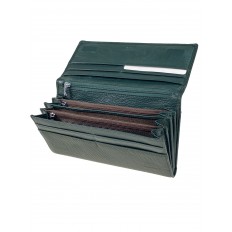 На фото 2 - Женский кошелёк-портмоне из мягкой натуральной кожи, цвет зеленый