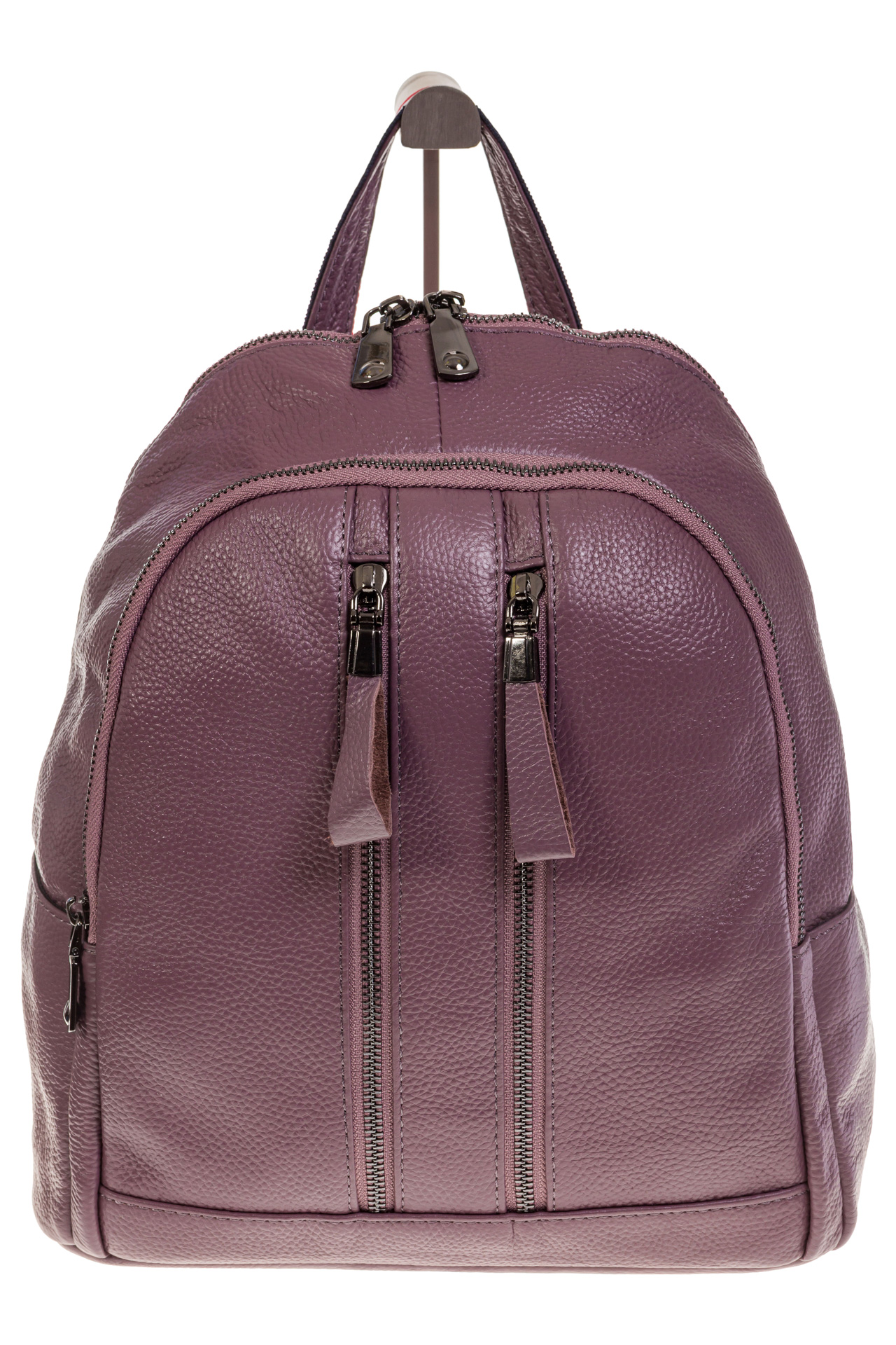 На фото 2 - Кожаный рюкзак цвета пудры для женщин 7112