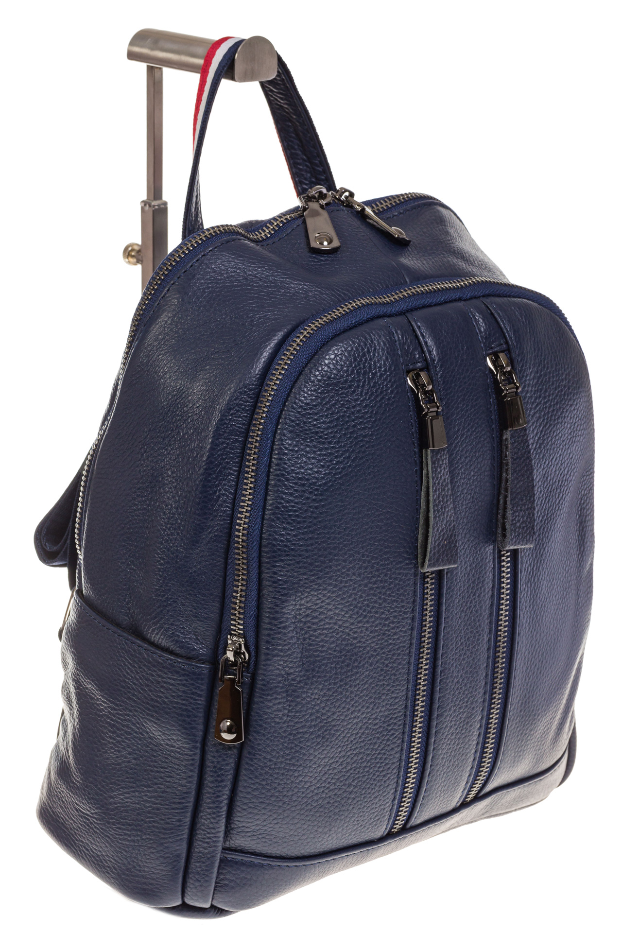 На фото 1 - Кожаный рюкзак синего цвета для женщин 7112