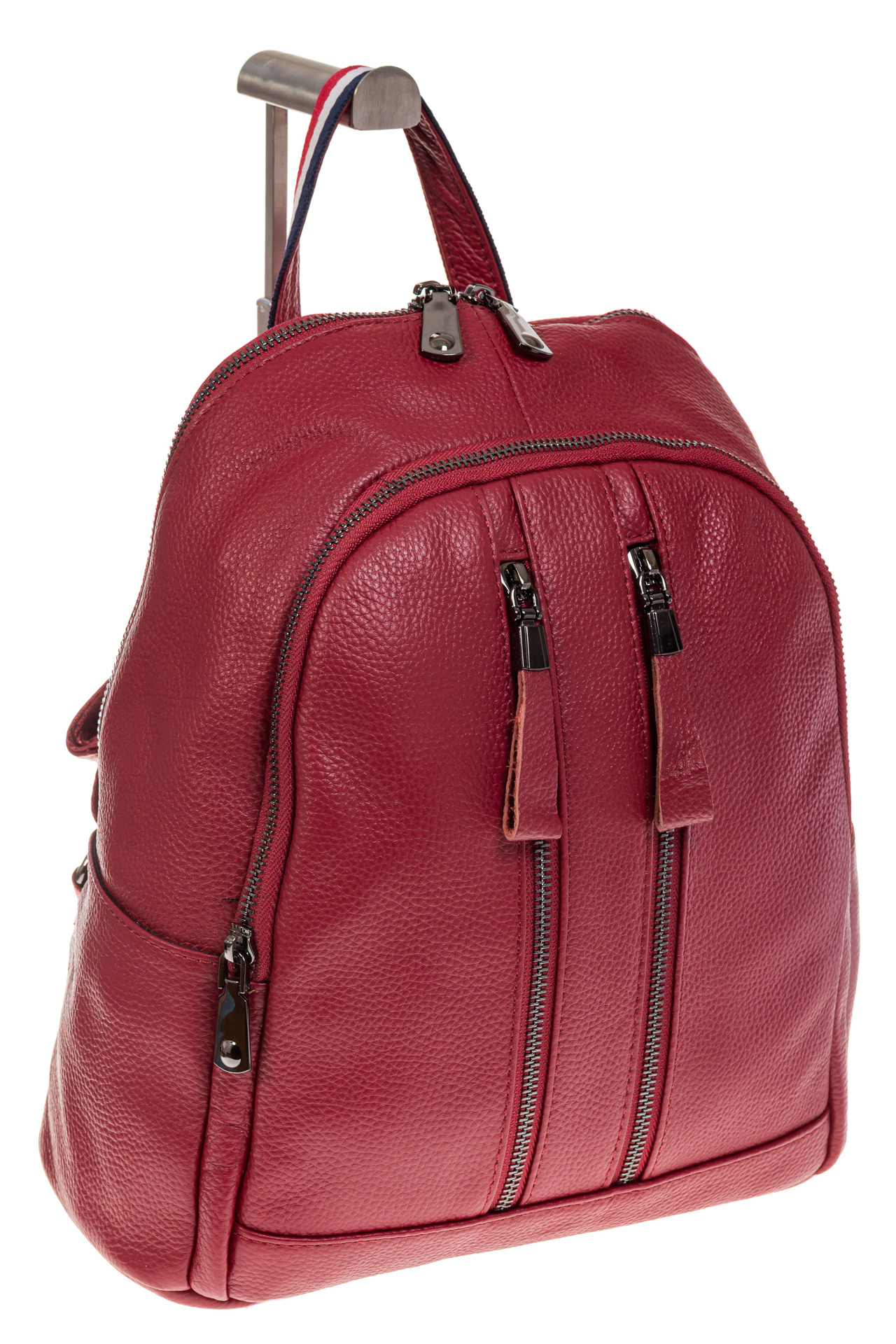 На фото 1 - Кожаный рюкзак бордового цвета для женщин 7112