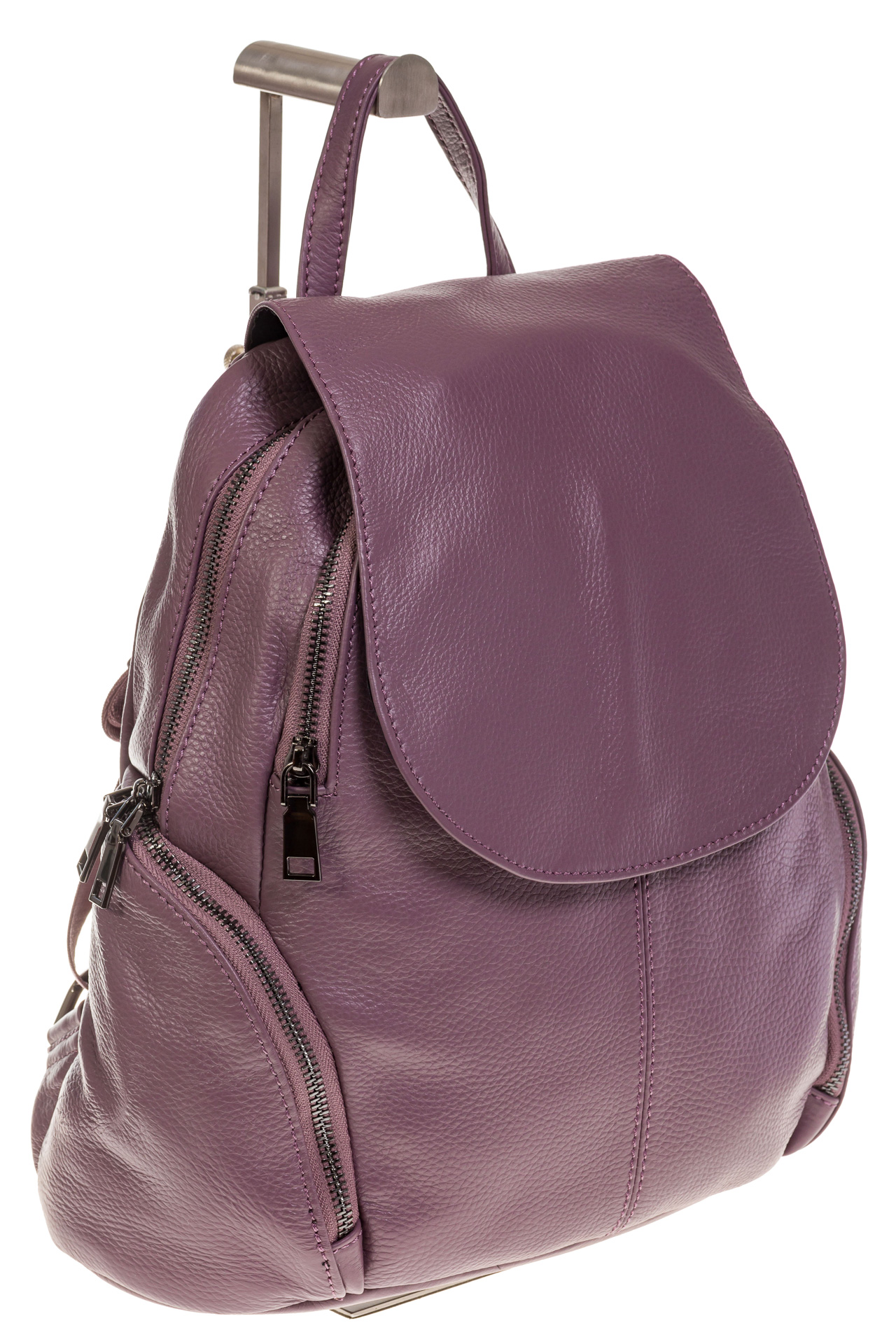 На фото 1 - Женский рюкзак из натуральной кожи для города, цвет пудра 7113