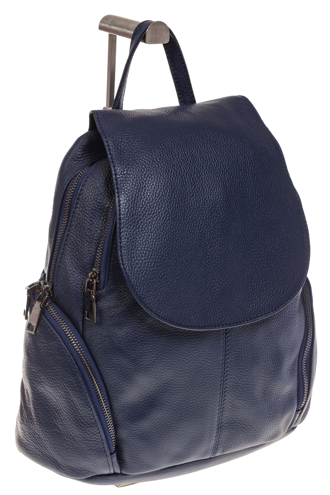 На фото 1 - Синий женский рюкзак из натуральной кожи для города 7113