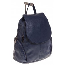 На фото 1 - Синий женский рюкзак из натуральной кожи для города 7113