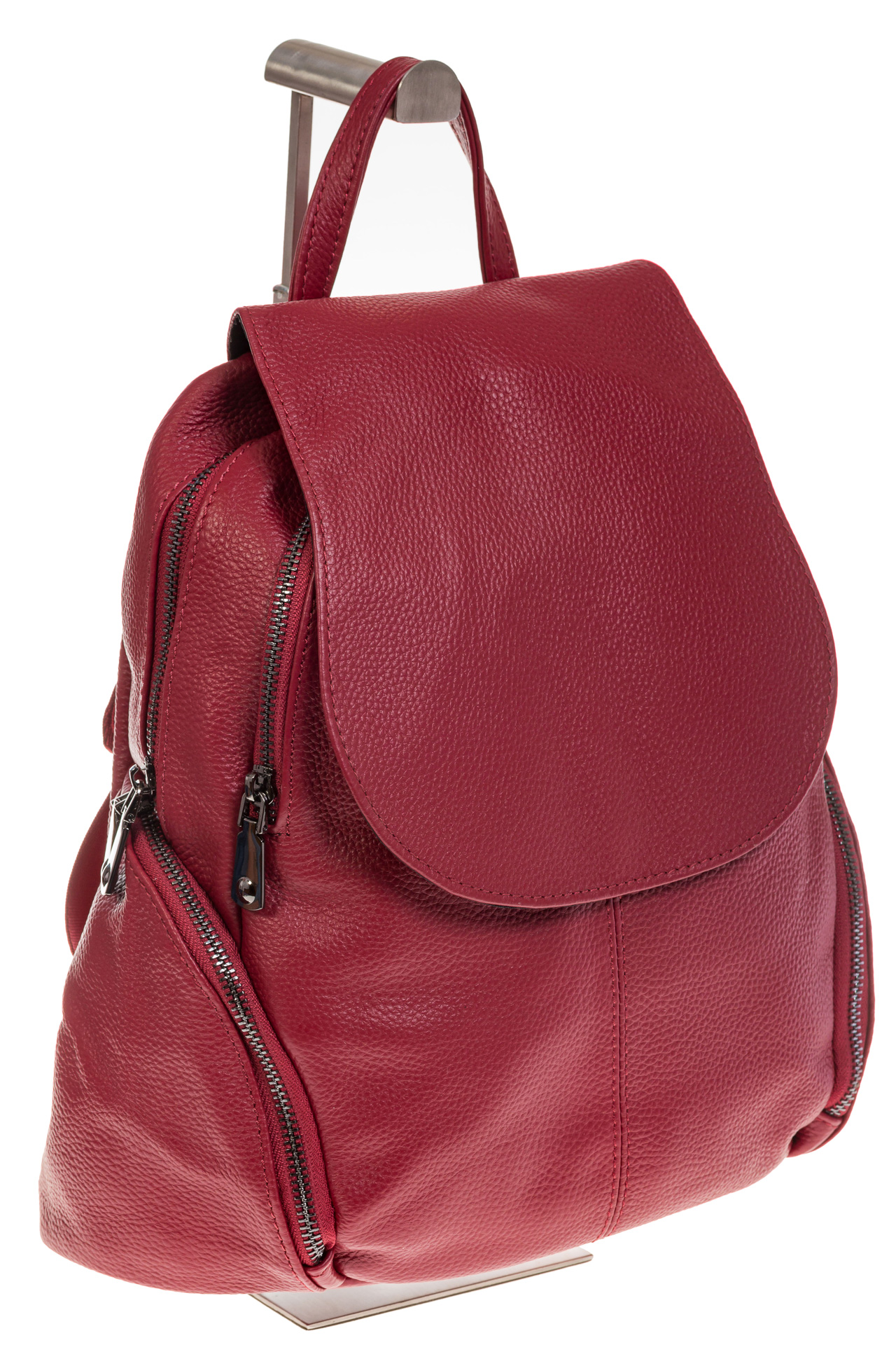 На фото 1 - Красный женский рюкзак из натуральной кожи для города 7113