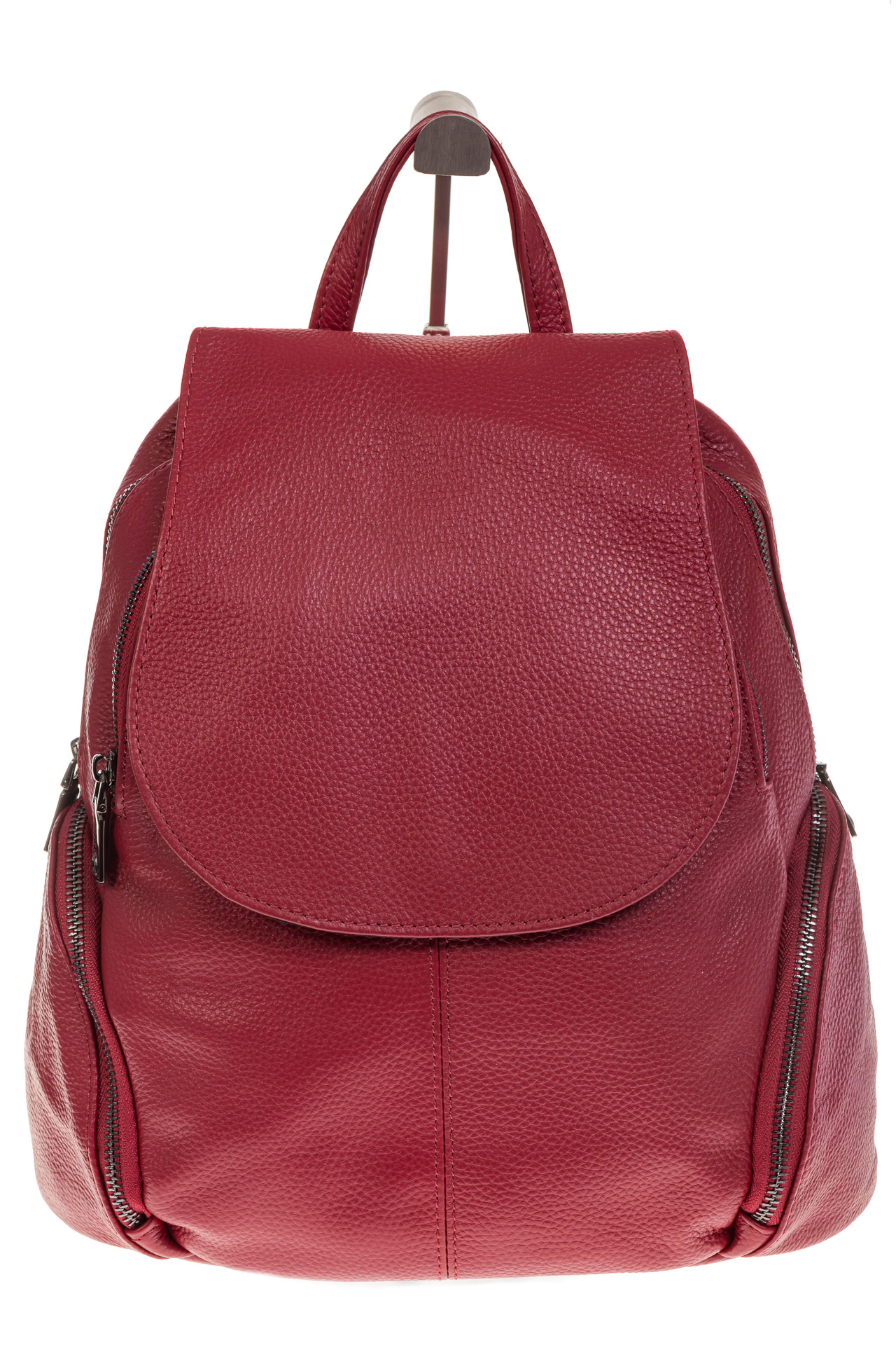 На фото 2 - Красный женский рюкзак из натуральной кожи для города 7113