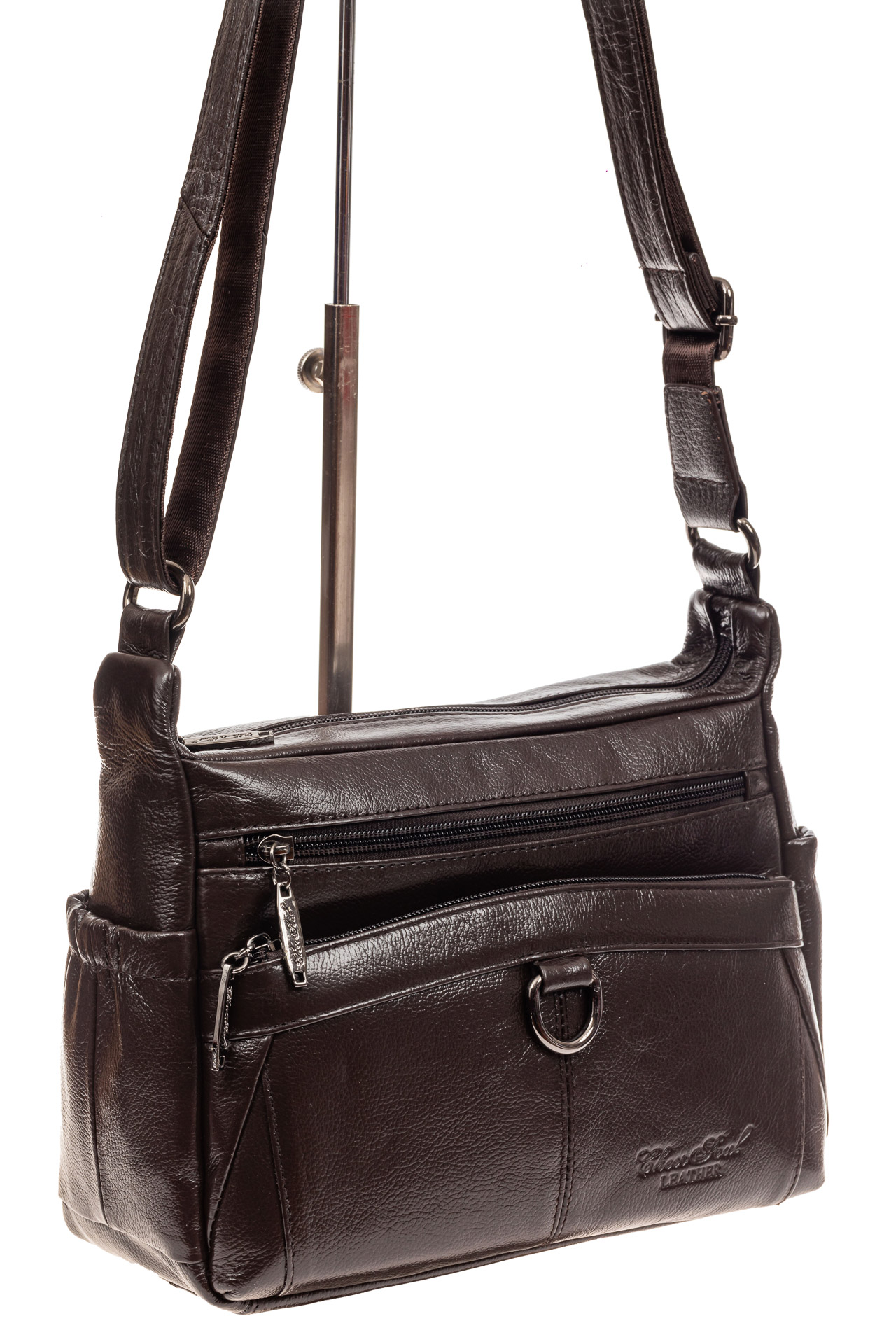 На фото 1 - Женская сумка из натуральной кожи под документы, цвет коричневый