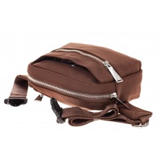 На фото 3 - Текстильная поясная сумка, цвет коричневый