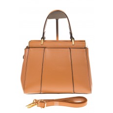 На фото 2 - Женская сумка с жесткой горловиной коричневого цвета 7139