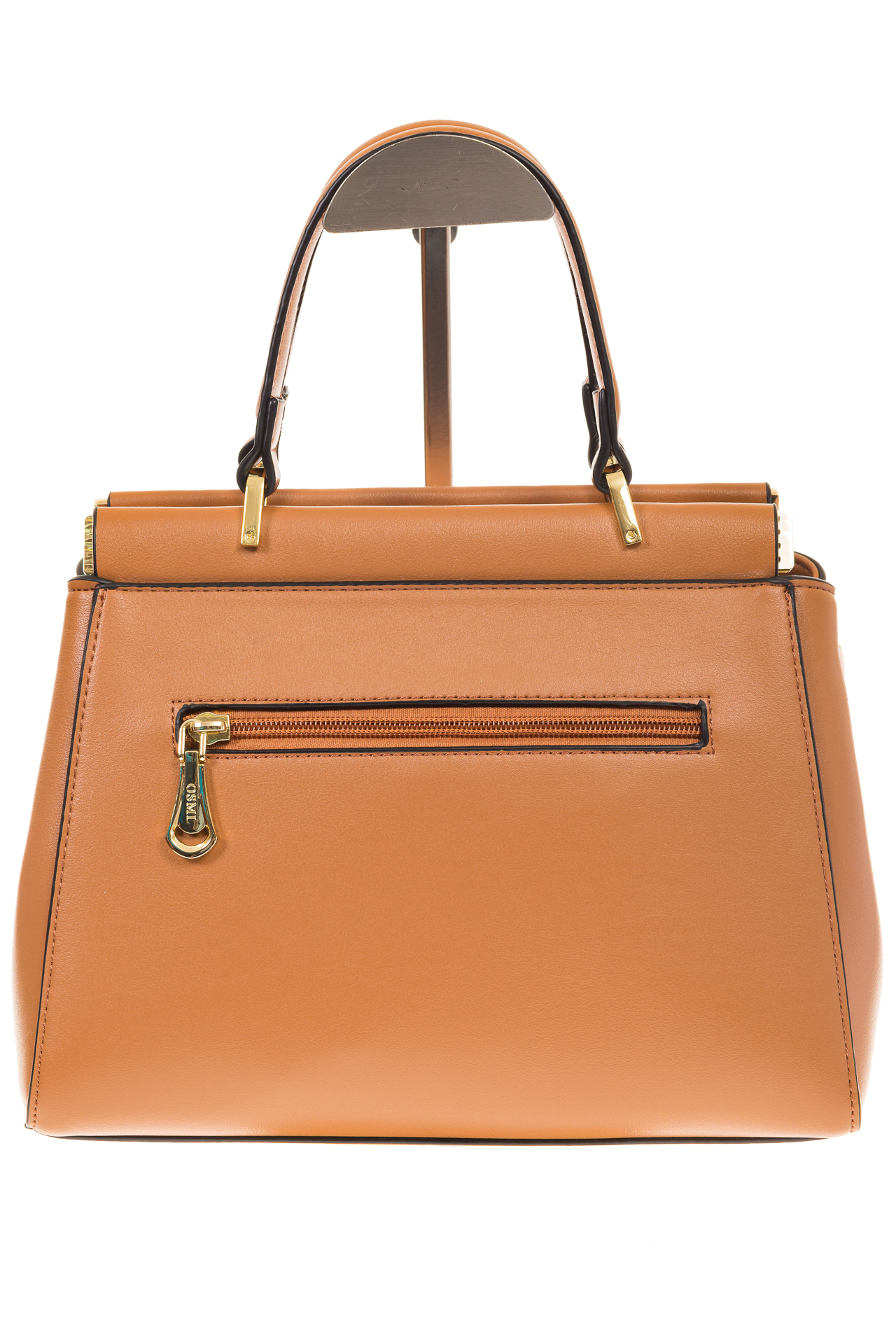 На фото 3 - Женская сумка с жесткой горловиной коричневого цвета 7139