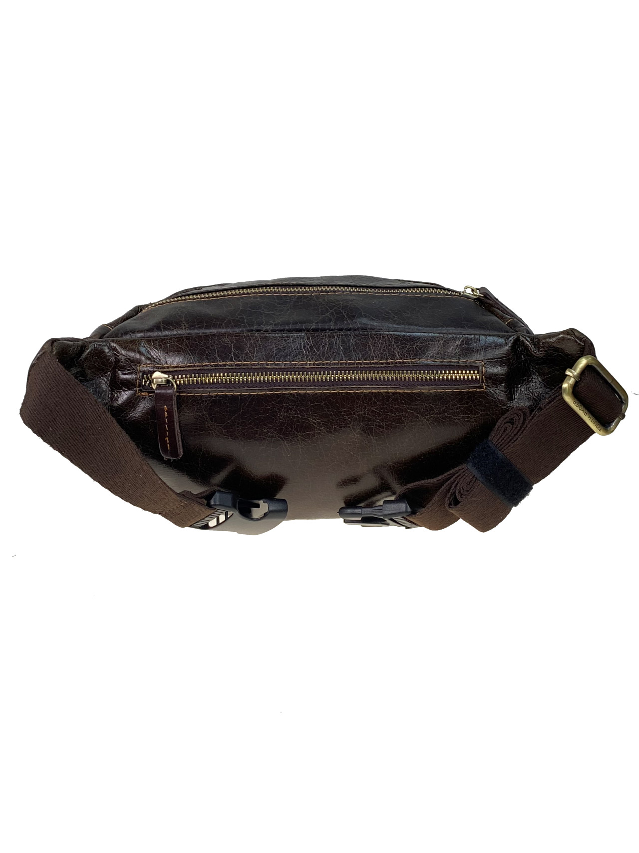 На фото 3 - Мужская сумка на пояс из натуральной кожи цвет шоколад