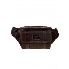 На фото 2 - Мужская сумка на пояс из натуральной кожи цвет коричневый