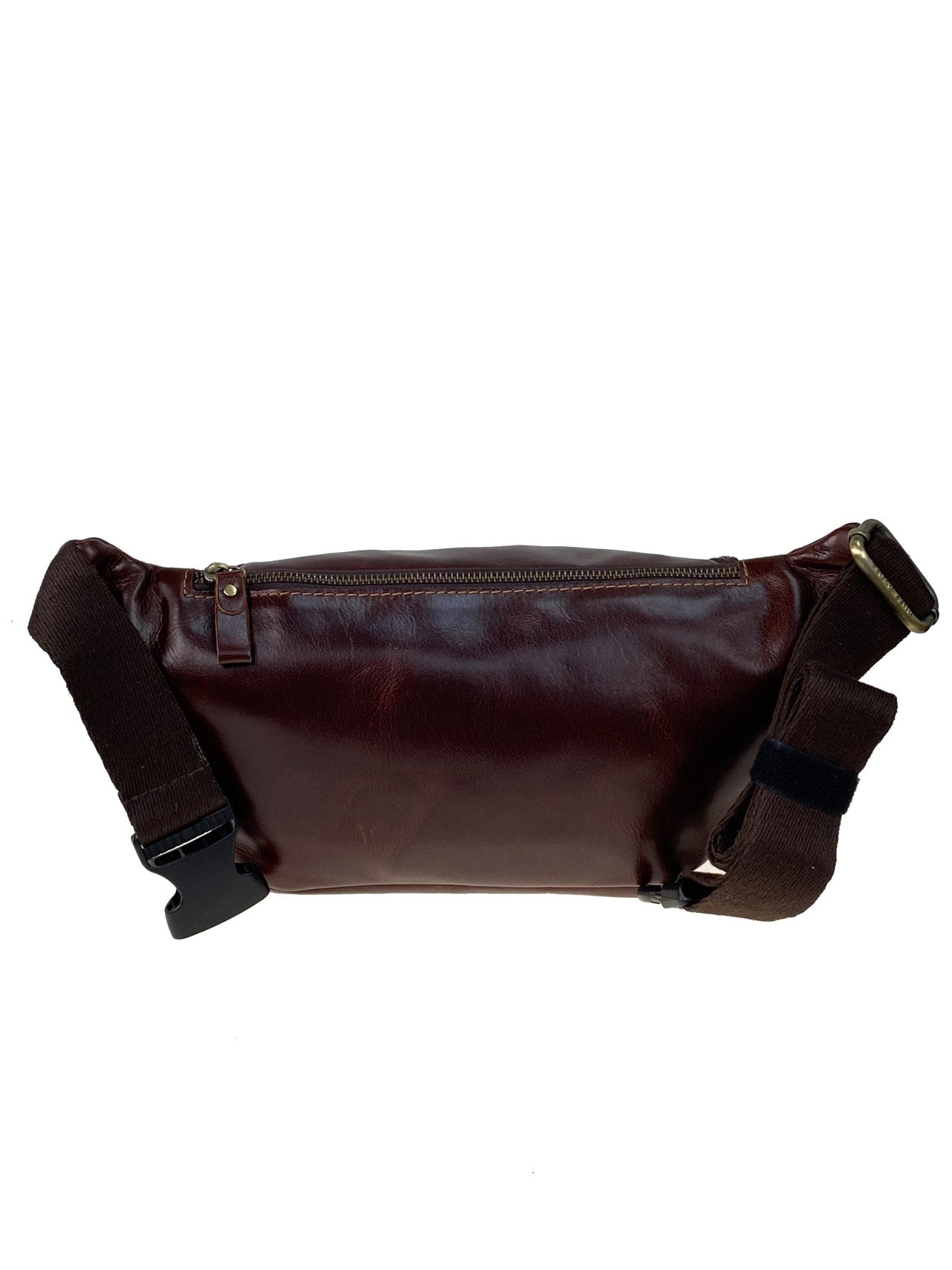 На фото 3 - Мужская сумка на пояс из натуральной кожи цвет коричневый