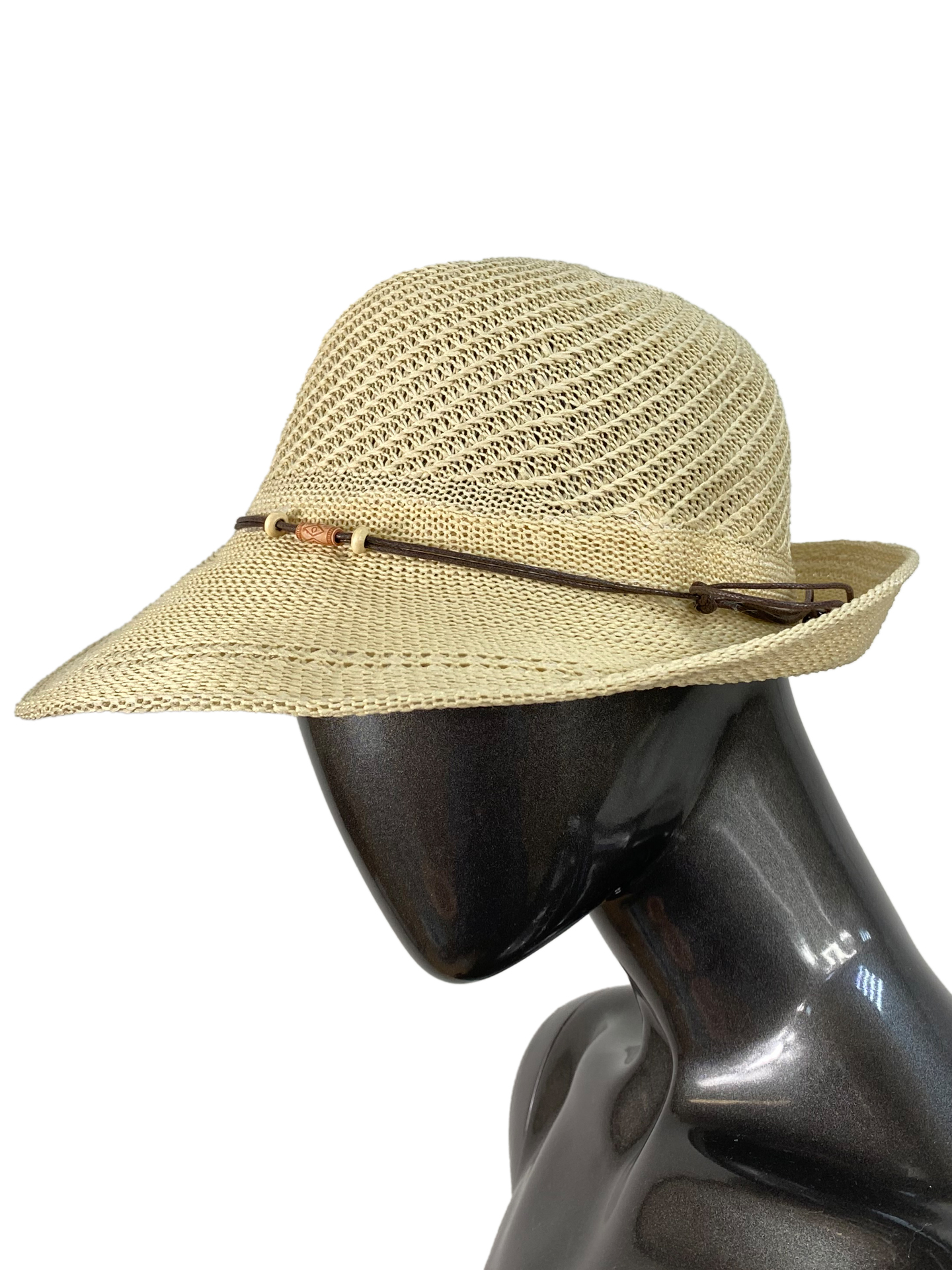 На фото 1 - Летняя женская шляпа, цвет светло бежевый