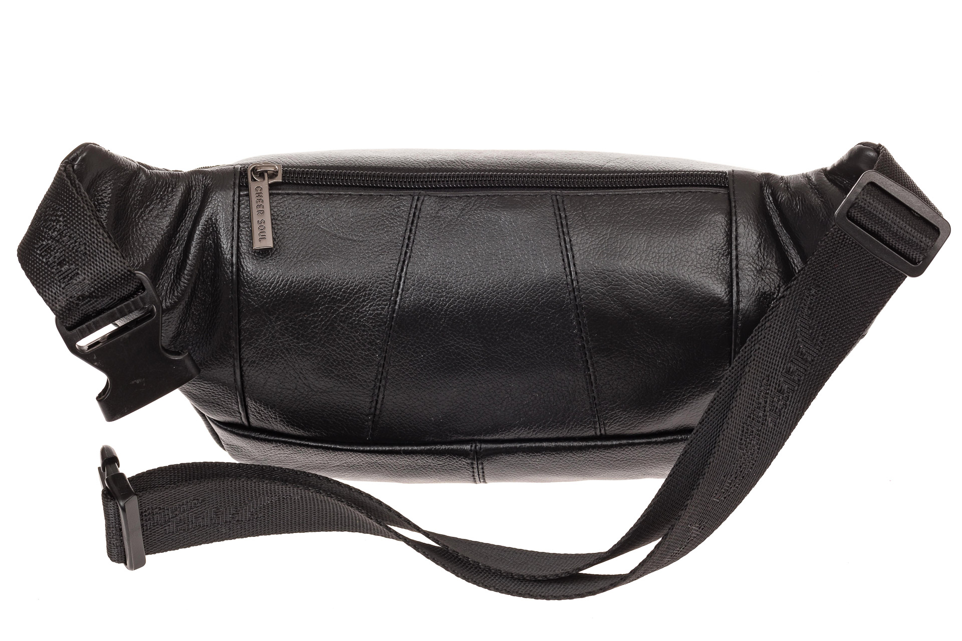 На фото 3 - Мужская поясная сумка из натуральной кожи, цвет черный