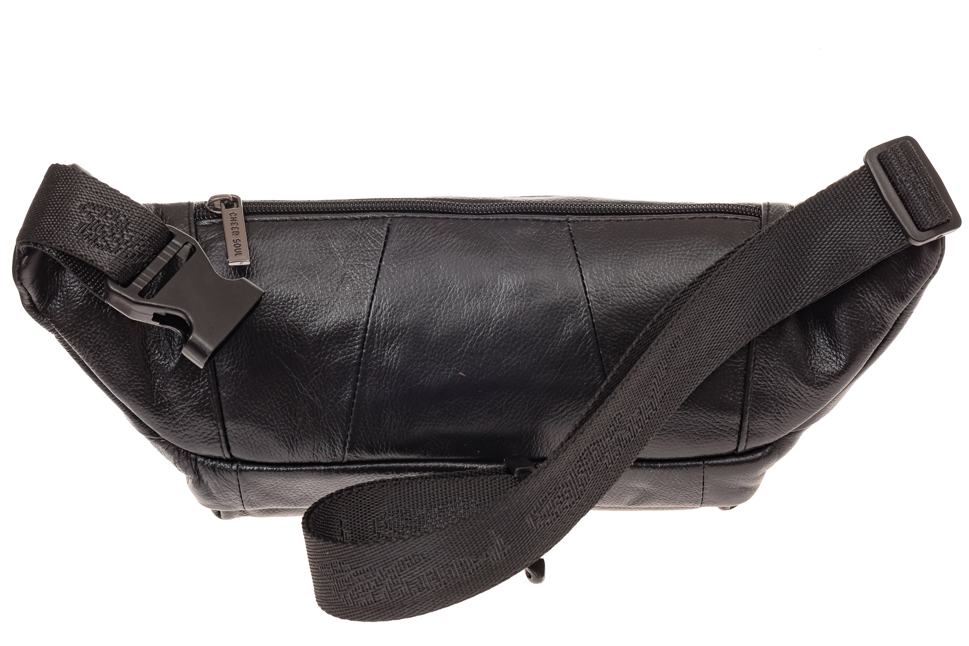 На фото 3 - Мужская сумка на пояс из натуральной кожи, цвет черный