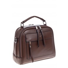 На фото 2 -  Женская каркасная сумка из гладкой экокожи, цвет коричневый