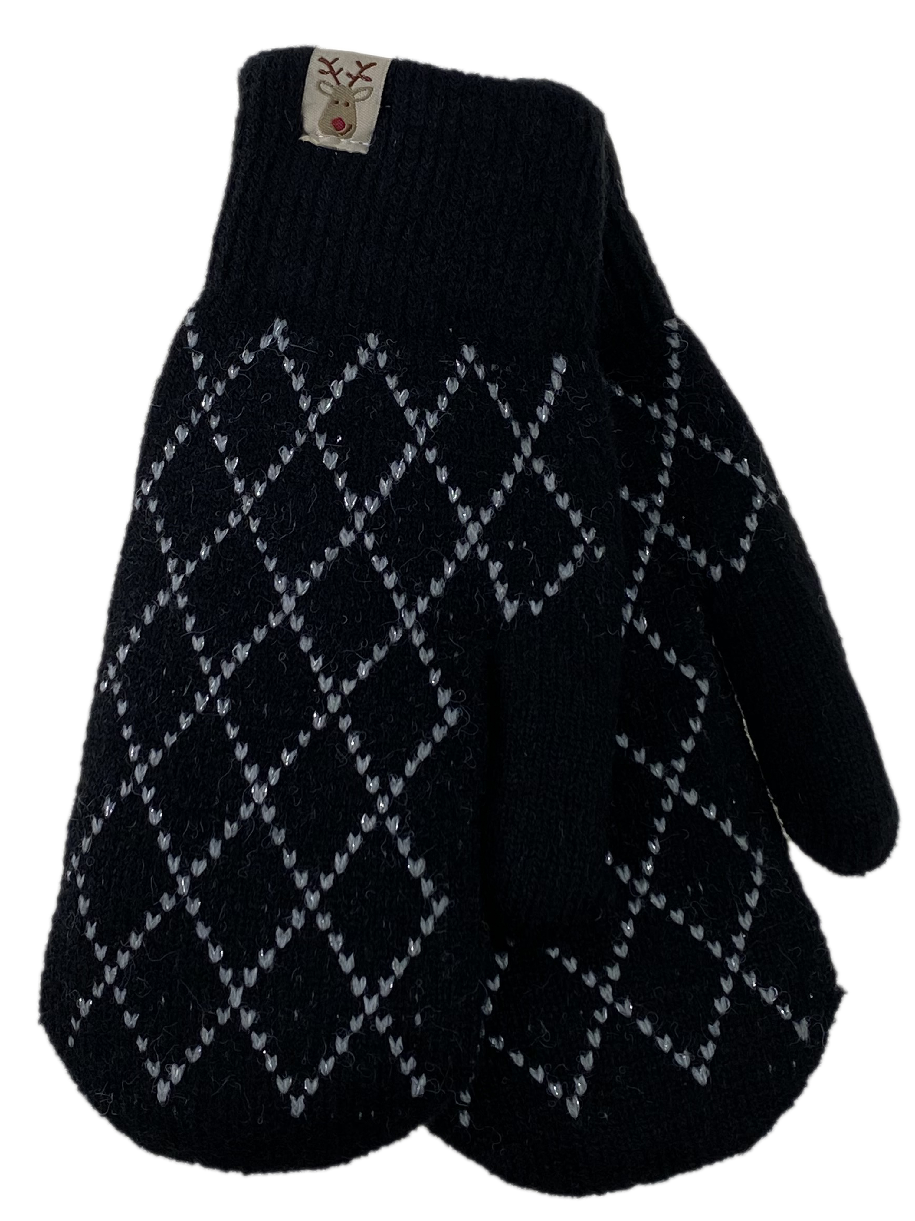 На фото 1 - Зимние женские варежки из шерсти и искусственного меха, цвет черный