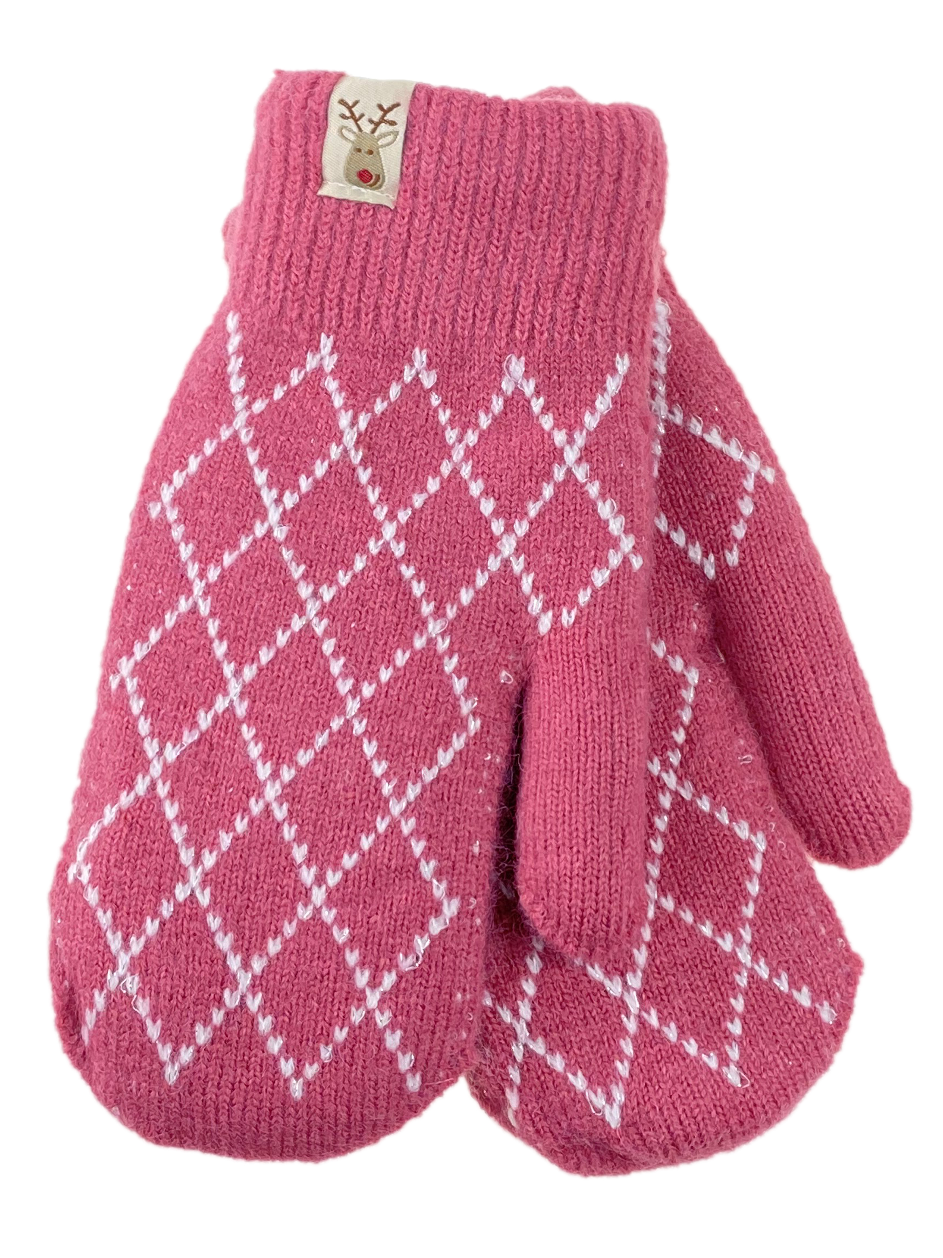На фото 1 - Зимние женские варежки из шерсти и искусственного меха, цвет розовый