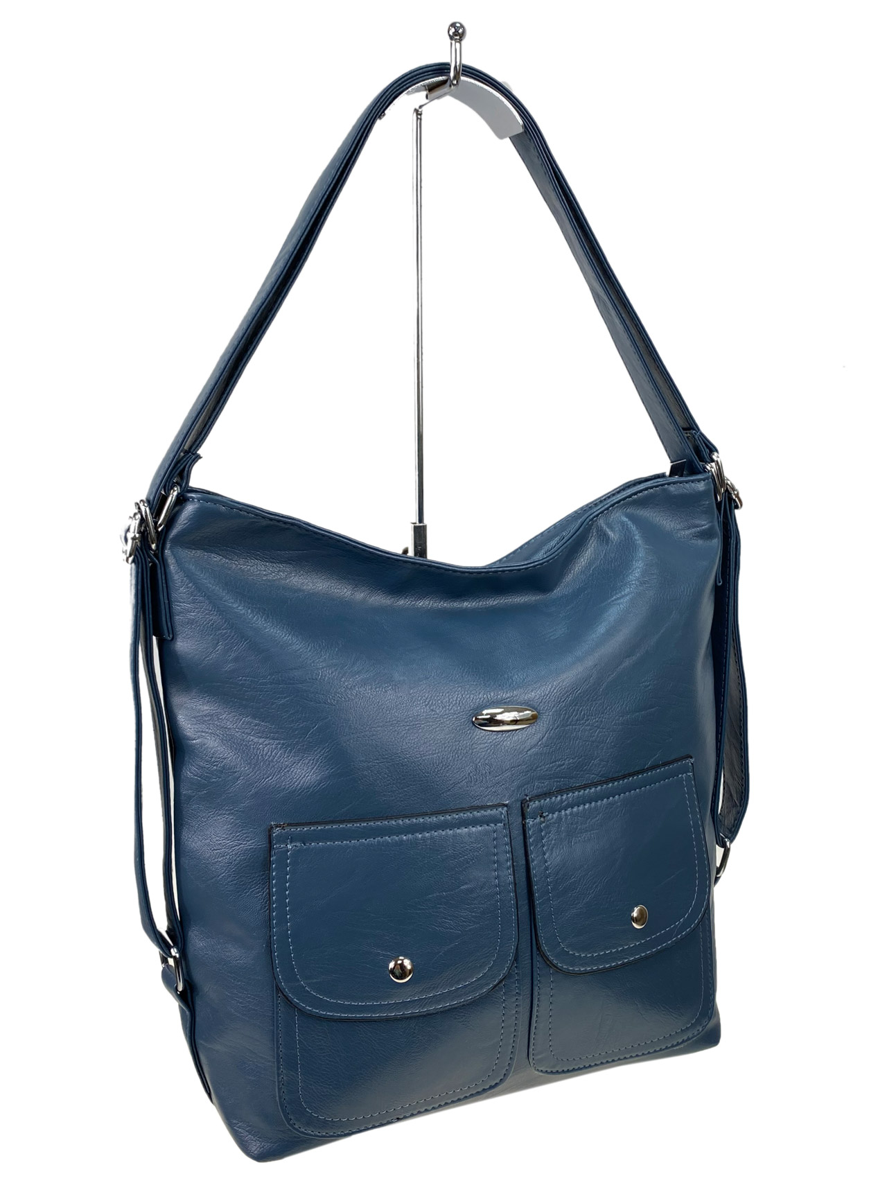 На фото 1 - Женская сумка из искусственной кожи, цвет синий