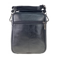 На фото 3 - Кожаная мужская сумка через плечо для документов, цвет чёрный
