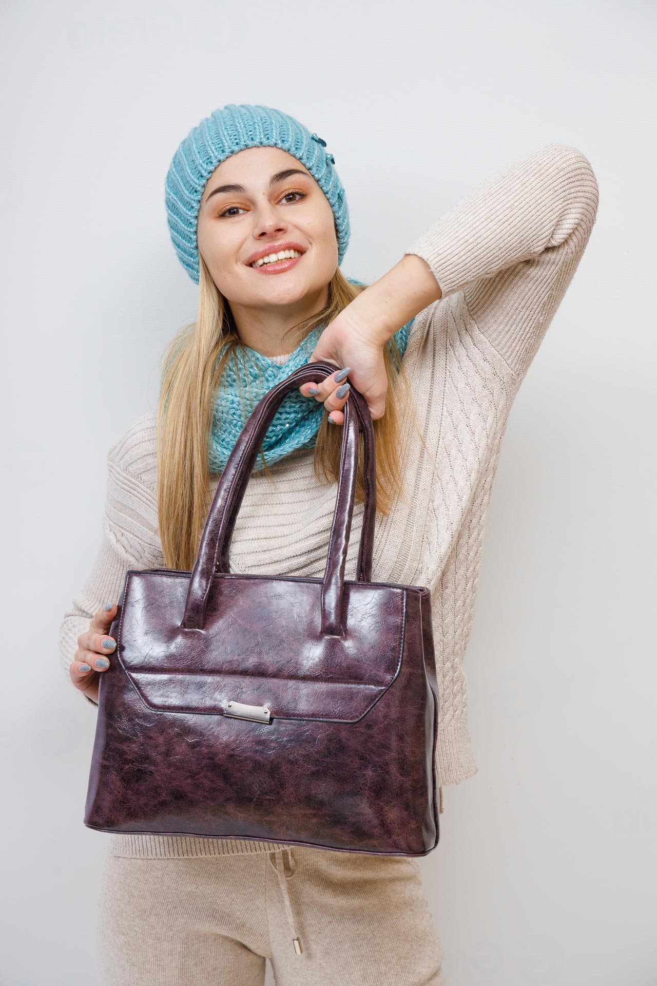 Женская сумка тоут из искусственной кожи, цвет фиолетовый
