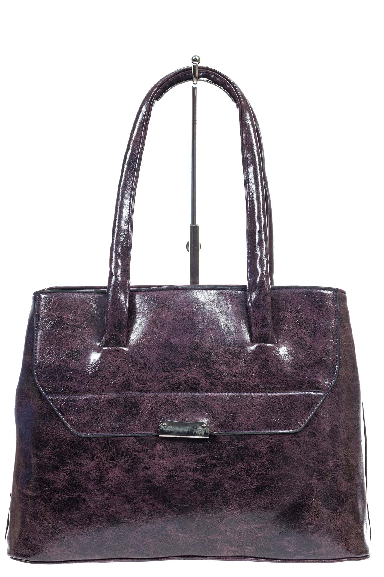 На фото 2 - Женская сумка тоут из искусственной кожи, цвет  фиолетовый