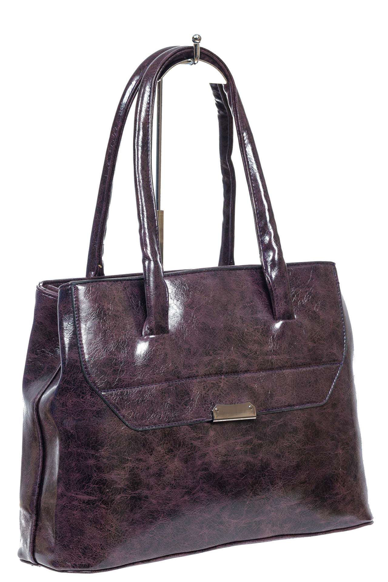На фото 3 - Женская сумка тоут из искусственной кожи, цвет  фиолетовый
