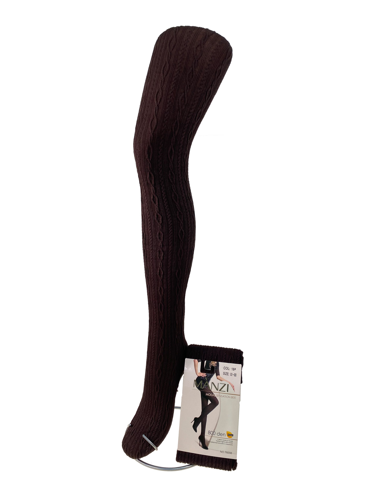 На фото 1 - Теплые женские колготки с ажурным рисунком, цвет шоколад