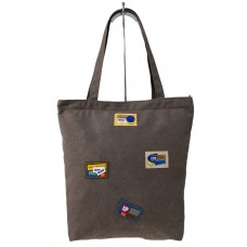 На фото 1 - Женская сумка шоппер из текстиля, цвет серый