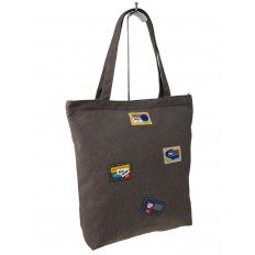 На фото 2 - Женская сумка шоппер из текстиля, цвет серый