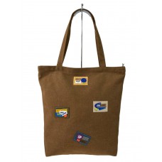 На фото 1 - Женская сумка шоппер из текстиля, цвет коричневый