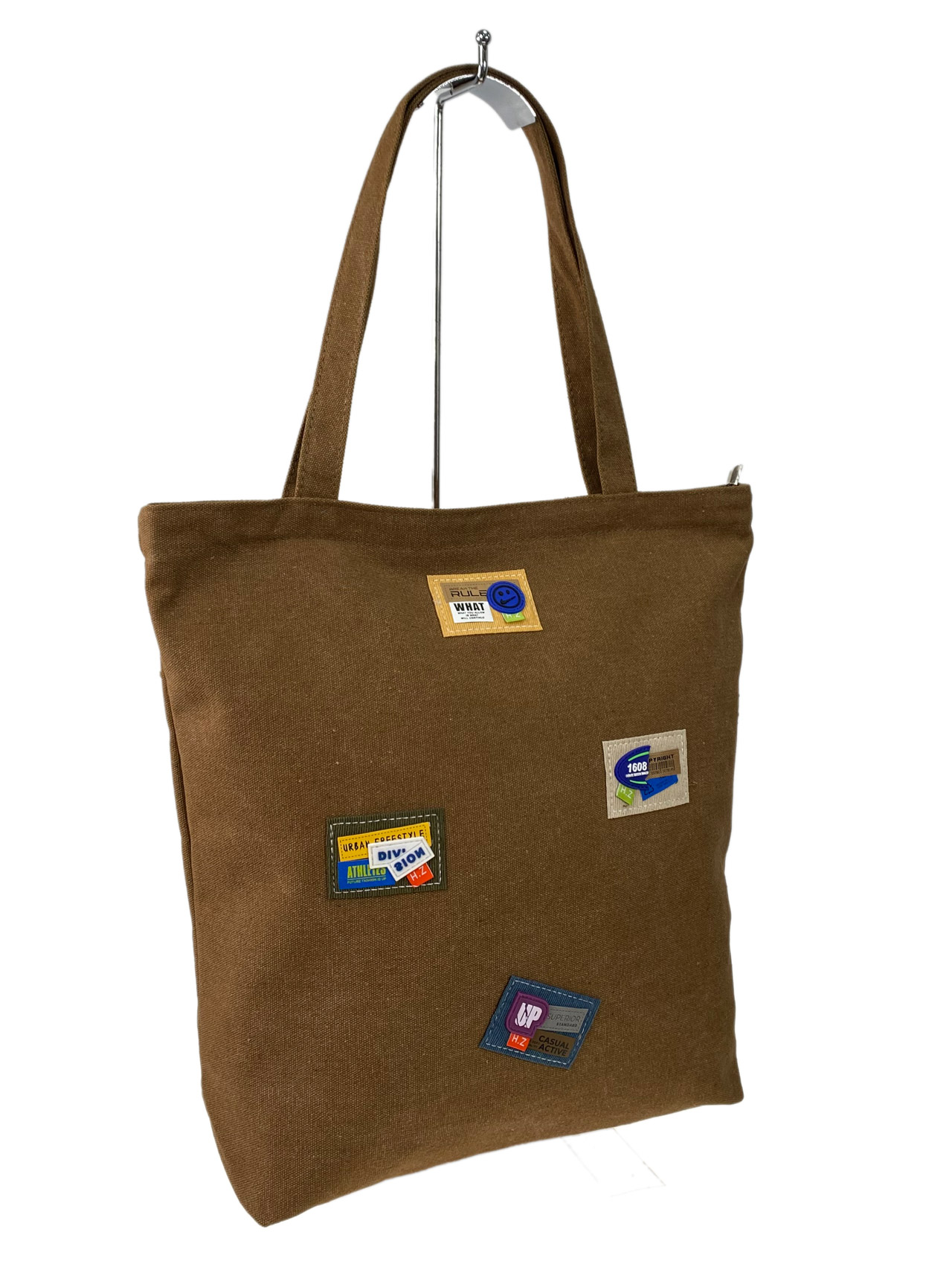 На фото 2 - Женская сумка шоппер из текстиля, цвет коричневый