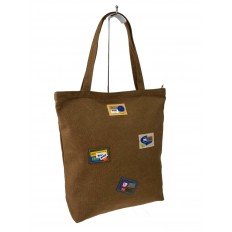 На фото 2 - Женская сумка шоппер из текстиля, цвет коричневый