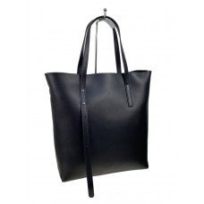 На фото 1 - Женская сумка из натуральной кожи, цвет черный
