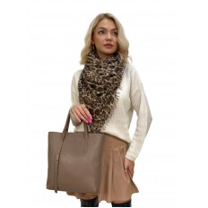 На фото 3 - Женская сумка из натуральной кожи, цвет серо-коричневый