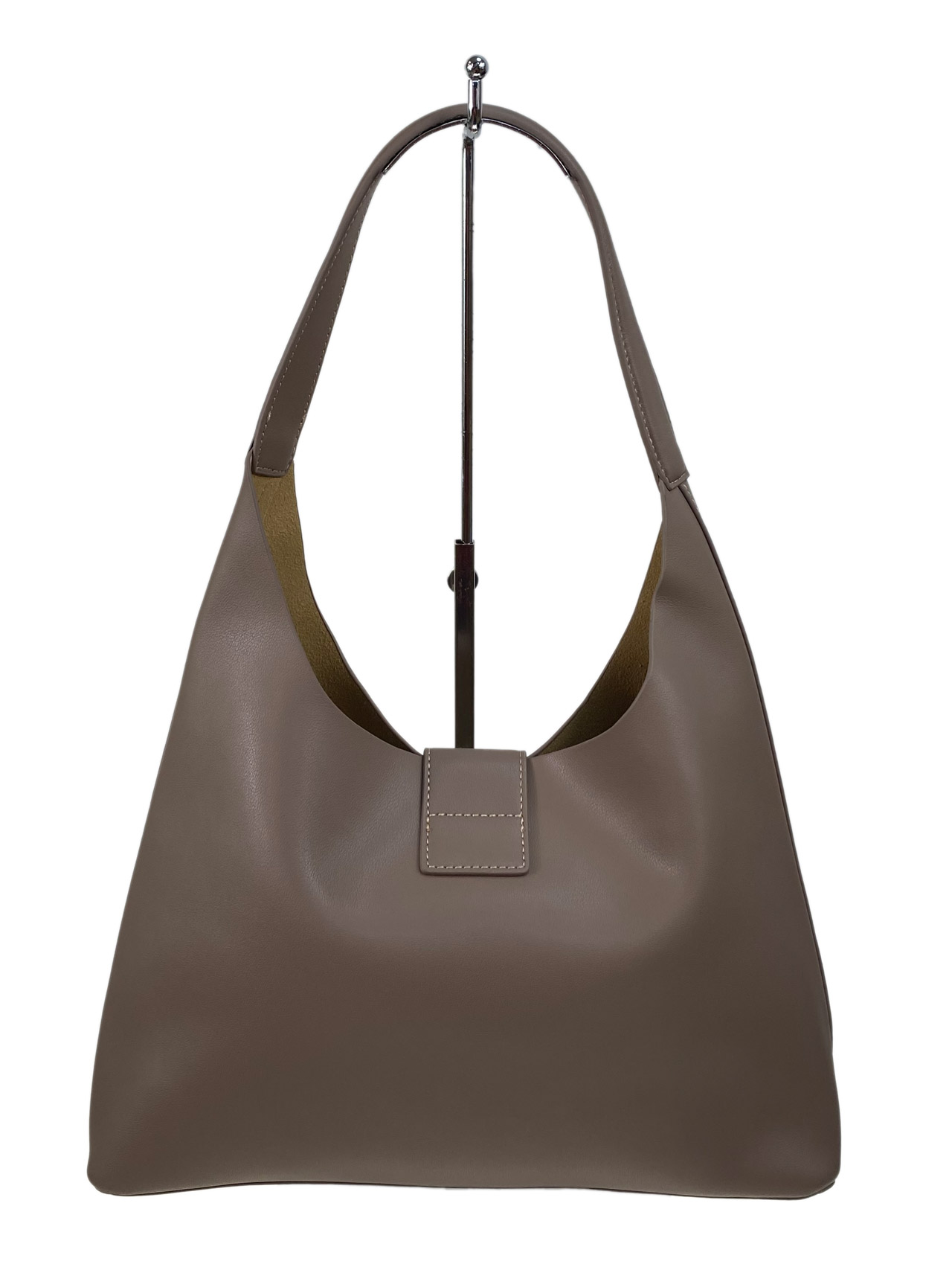На фото 2 - Женская сумка шоппер из натуральной кожи, цвет серо-бежевый