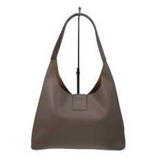 На фото 2 - Женская сумка шоппер из натуральной кожи, цвет серо-бежевый