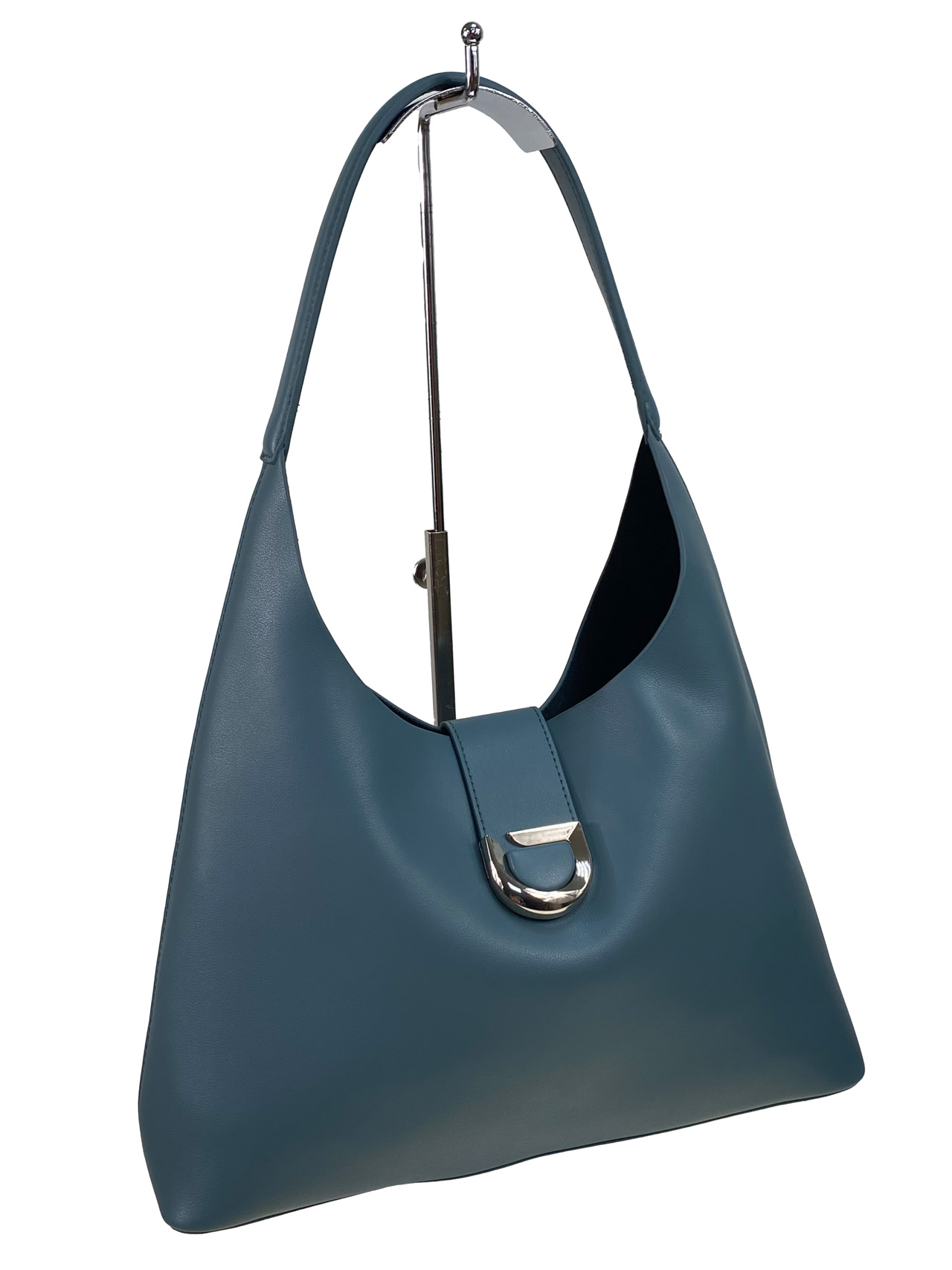 На фото 1 - Женская сумка шоппер из натуральной кожи, цвет голубой