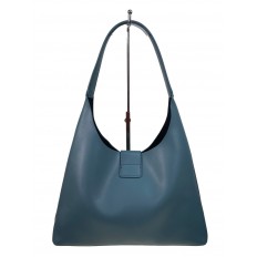 На фото 2 - Женская сумка шоппер из натуральной кожи, цвет голубой